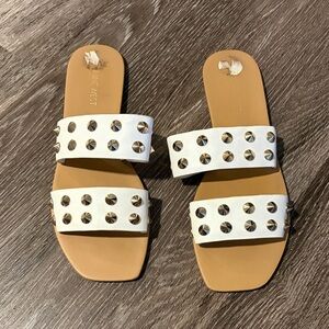 Nine West White Studded Sandals